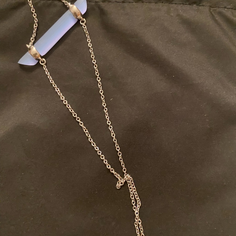 Alexis Bittar Elegant Silver Necklace with Blue Pendant